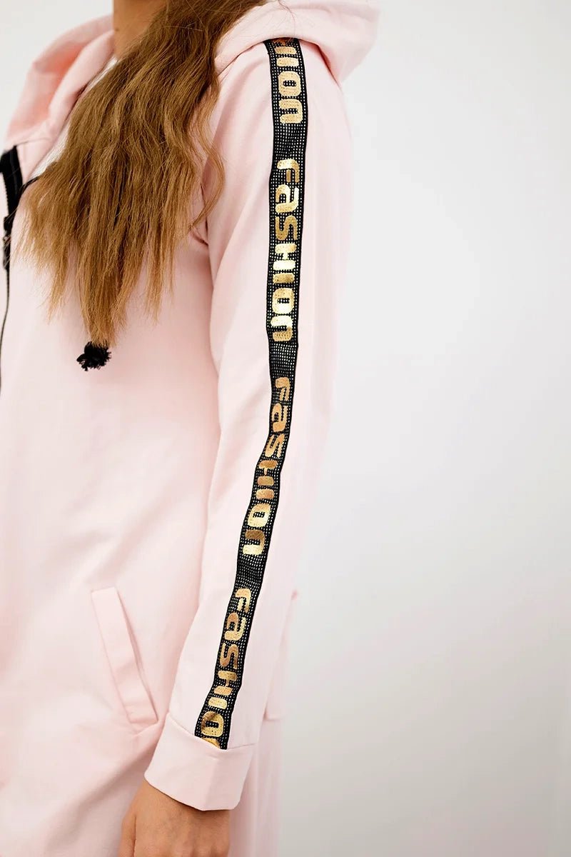 Long hoodie with zipper 8997 / – Powder цвет / color | Lexline Fashion
