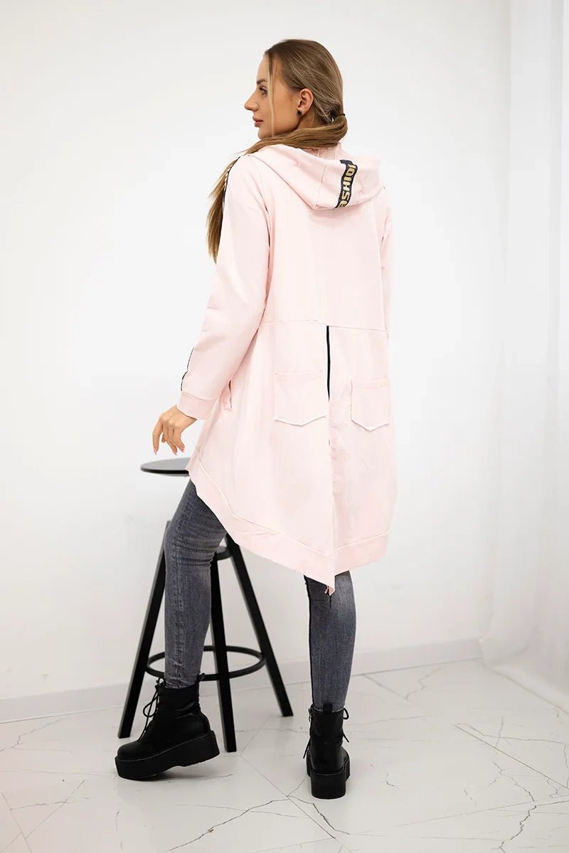 Long hoodie with zipper 8997 / – Powder цвет / color | Lexline Fashion