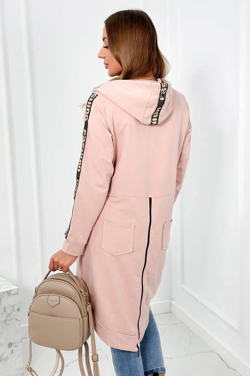 Long hoodie with zipper 8997 / – Powder || Dark цвет / color | Lexline Fashion