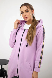 Long hoodie with zipper 8997 / – Purple цвет / color | Lexline Fashion