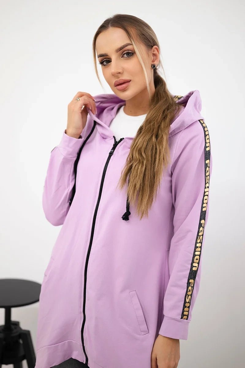 Long hoodie with zipper 8997 / – Purple цвет / color | Lexline Fashion