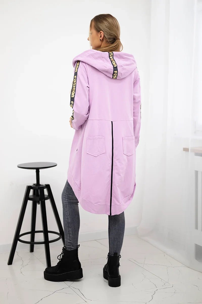 Long hoodie with zipper 8997 / – Purple цвет / color | Lexline Fashion