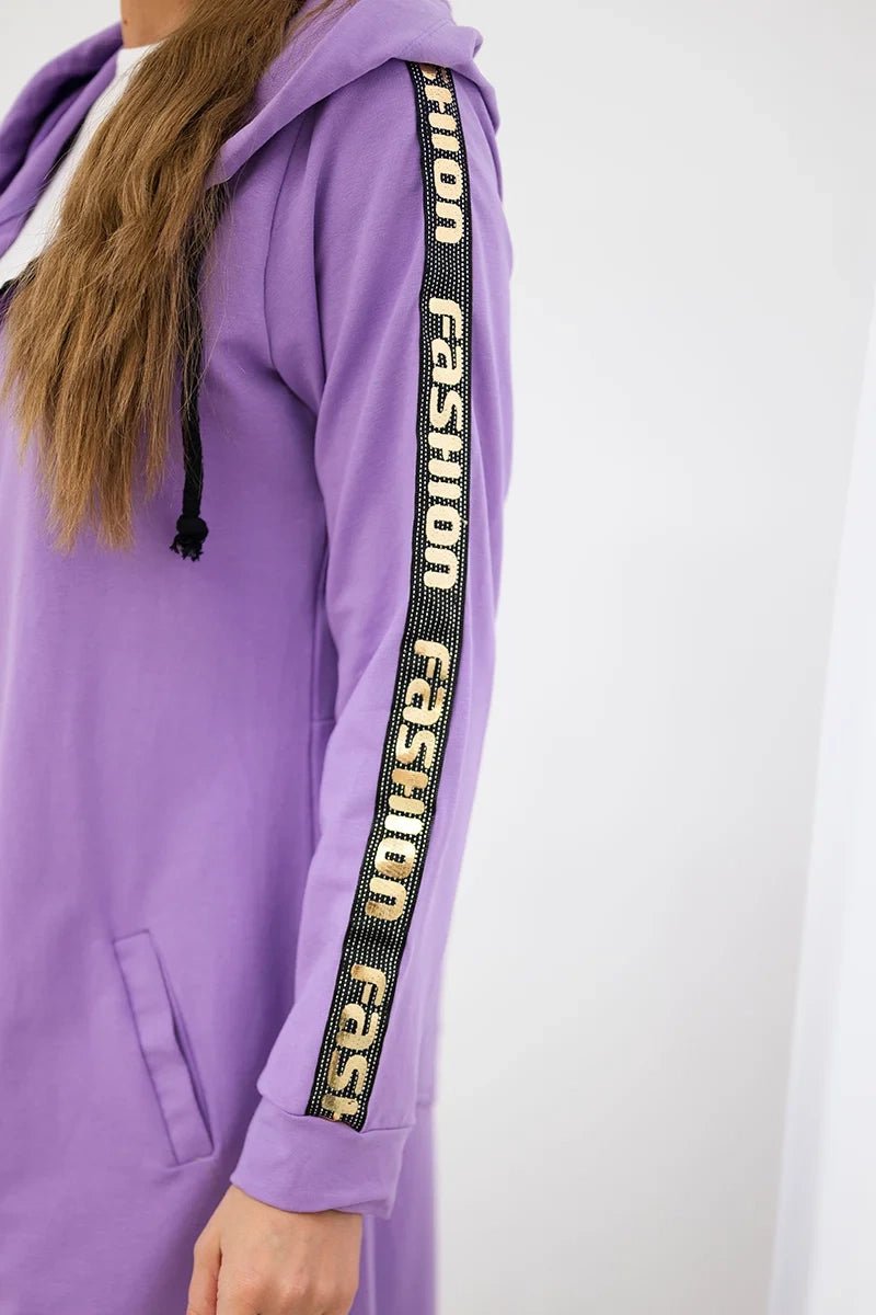 Long hoodie with zipper 8997 / – Purple || Dark цвет / color | Lexline Fashion