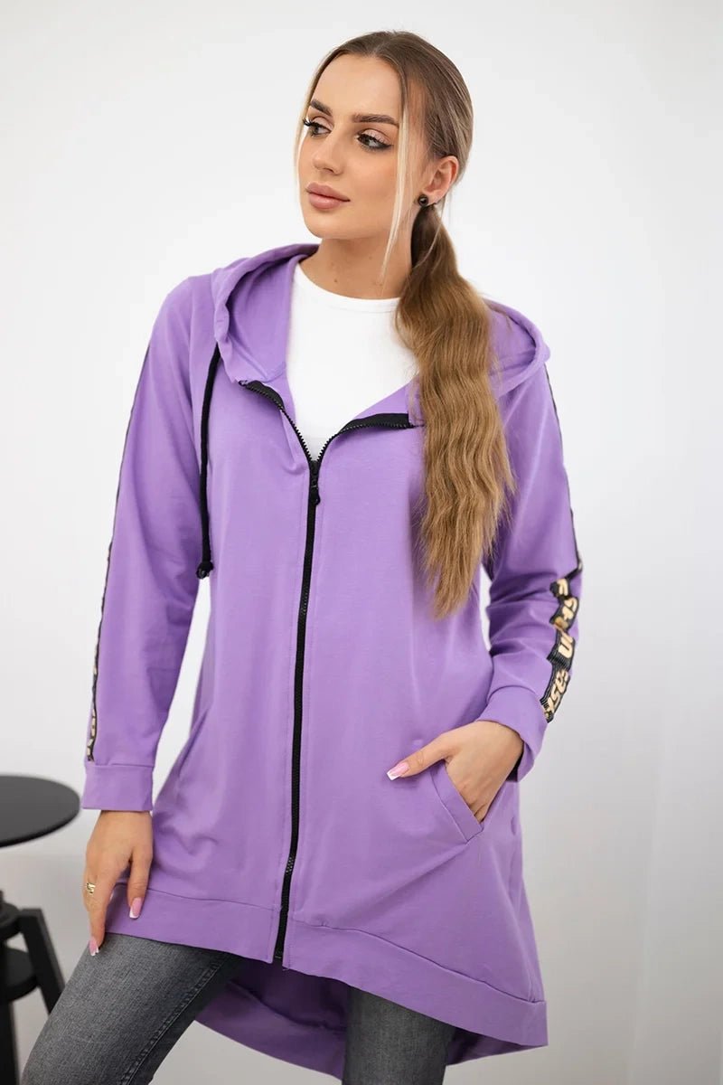 Long hoodie with zipper 8997 / – Purple || Dark цвет / color | Lexline Fashion