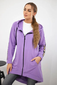 Long hoodie with zipper 8997 / – Purple || Dark цвет / color | Lexline Fashion