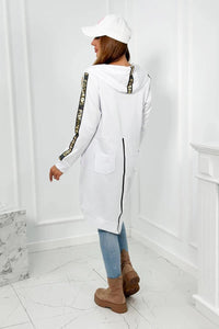 Long hoodie with zipper 8997 / – White цвет / color | Lexline Fashion