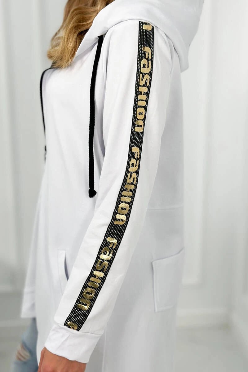 Long hoodie with zipper 8997 / – White цвет / color | Lexline Fashion