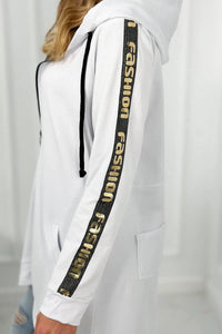 Long hoodie with zipper 8997 / – White цвет / color | Lexline Fashion