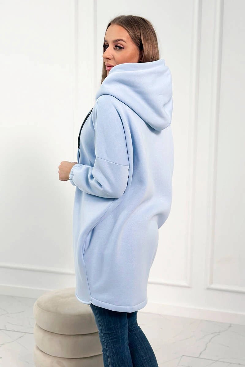 Long hoodie with zipper 9110 / – Blue цвет / color | Lexline Fashion