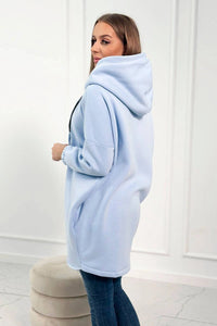 Long hoodie with zipper 9110 / – Blue цвет / color | Lexline Fashion