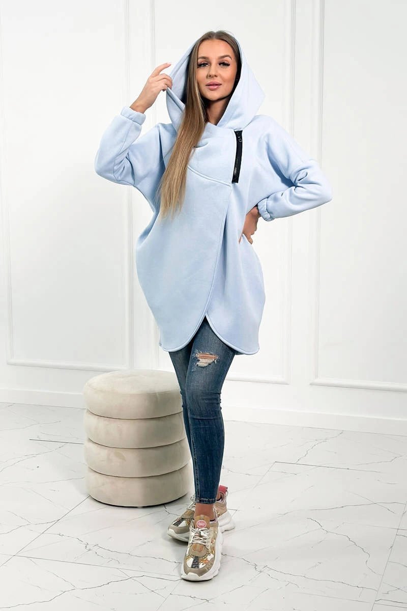 Long hoodie with zipper 9110 / – Blue цвет / color | Lexline Fashion