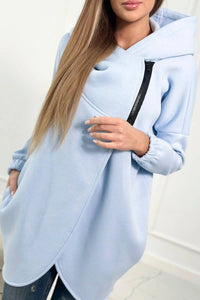 Long hoodie with zipper 9110 / – Blue цвет / color | Lexline Fashion
