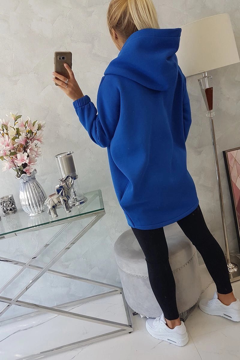 Long hoodie with zipper 9110 / – Blue cornflower цвет / color | Lexline Fashion