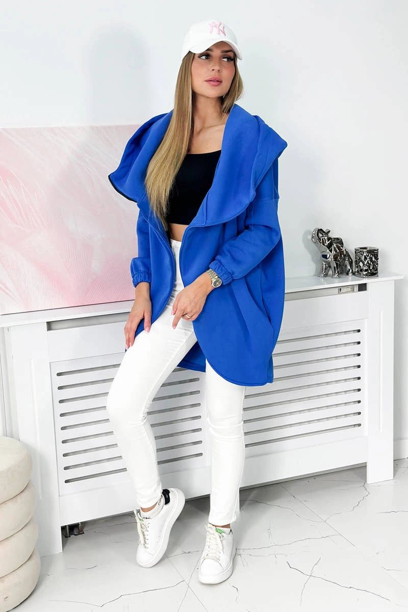 Long hoodie with zipper 9110 / – Blue cornflower цвет / color | Lexline Fashion