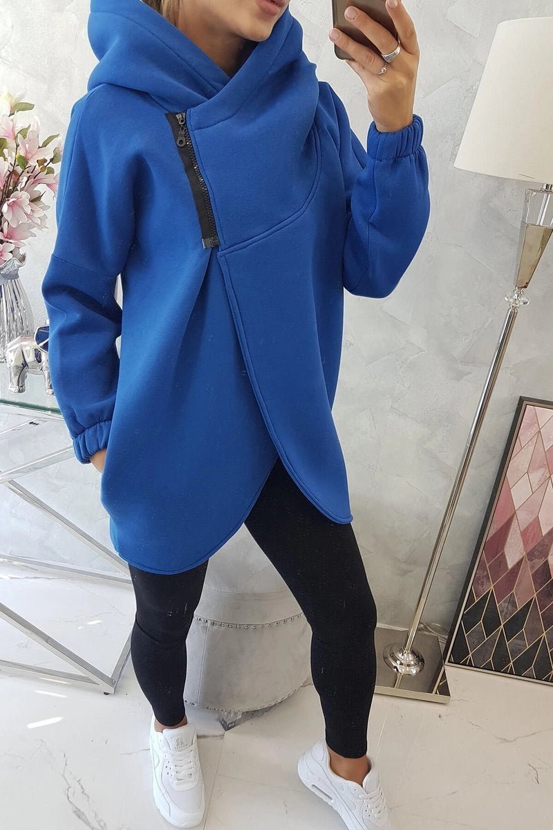 Long hoodie with zipper 9110 / – Blue cornflower цвет / color | Lexline Fashion