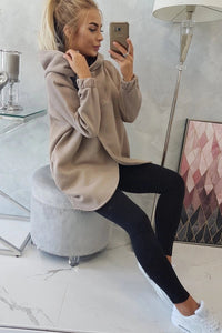 Long hoodie with zipper 9110 / – Dark || beige цвет / color | Lexline Fashion