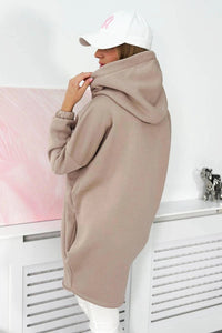Long hoodie with zipper 9110 / – Dark || beige цвет / color | Lexline Fashion