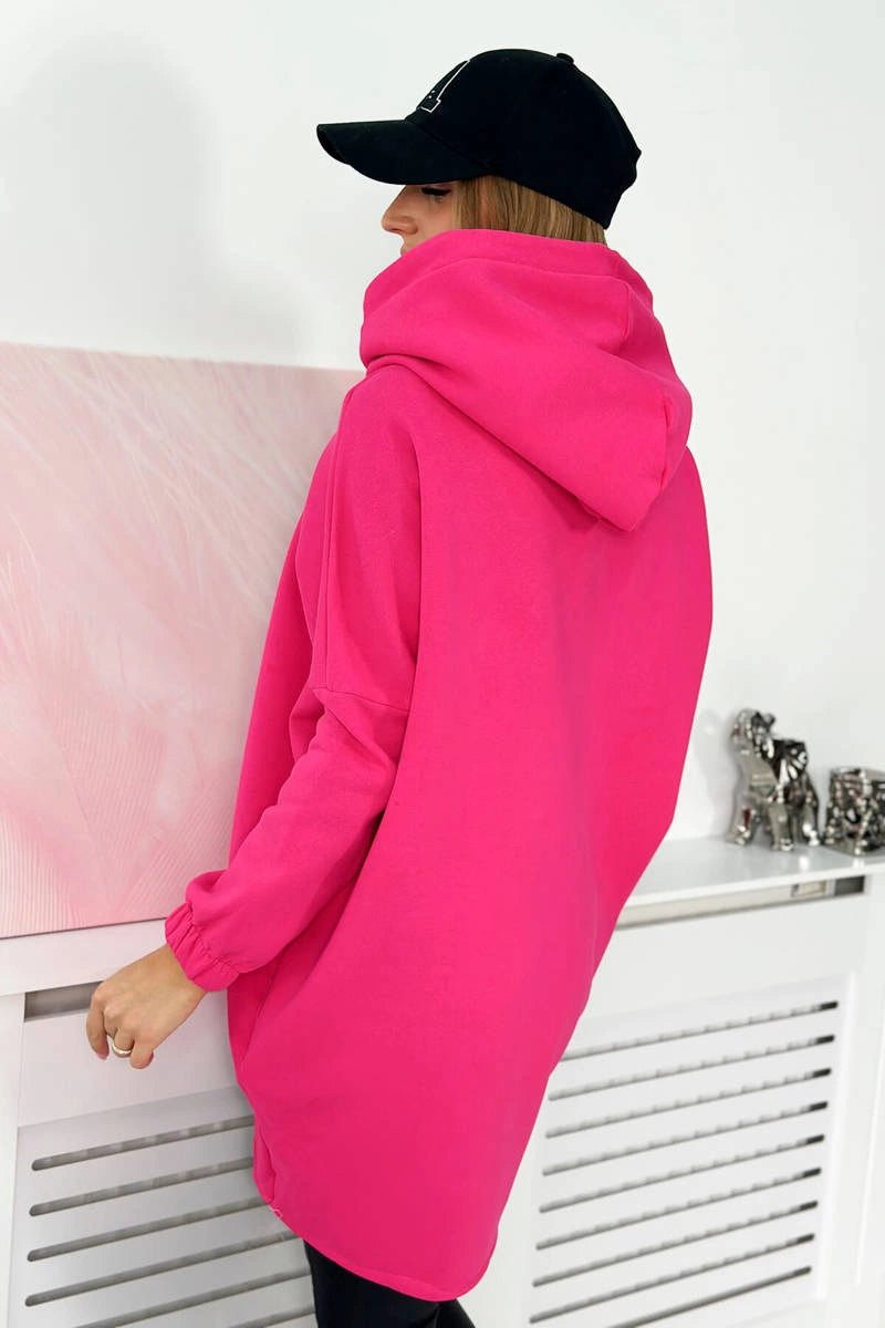 Long hoodie with zipper 9110 / – Fuchsia цвет / color | Lexline Fashion