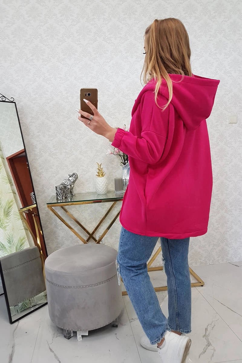 Long hoodie with zipper 9110 / – Fuchsia цвет / color | Lexline Fashion