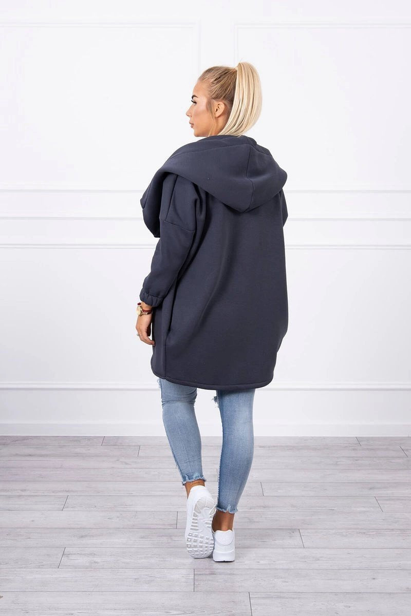 Long hoodie with zipper 9110 / – Graphite цвет / color | Lexline Fashion