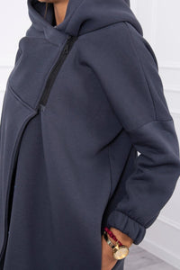 Long hoodie with zipper 9110 / – Graphite цвет / color | Lexline Fashion