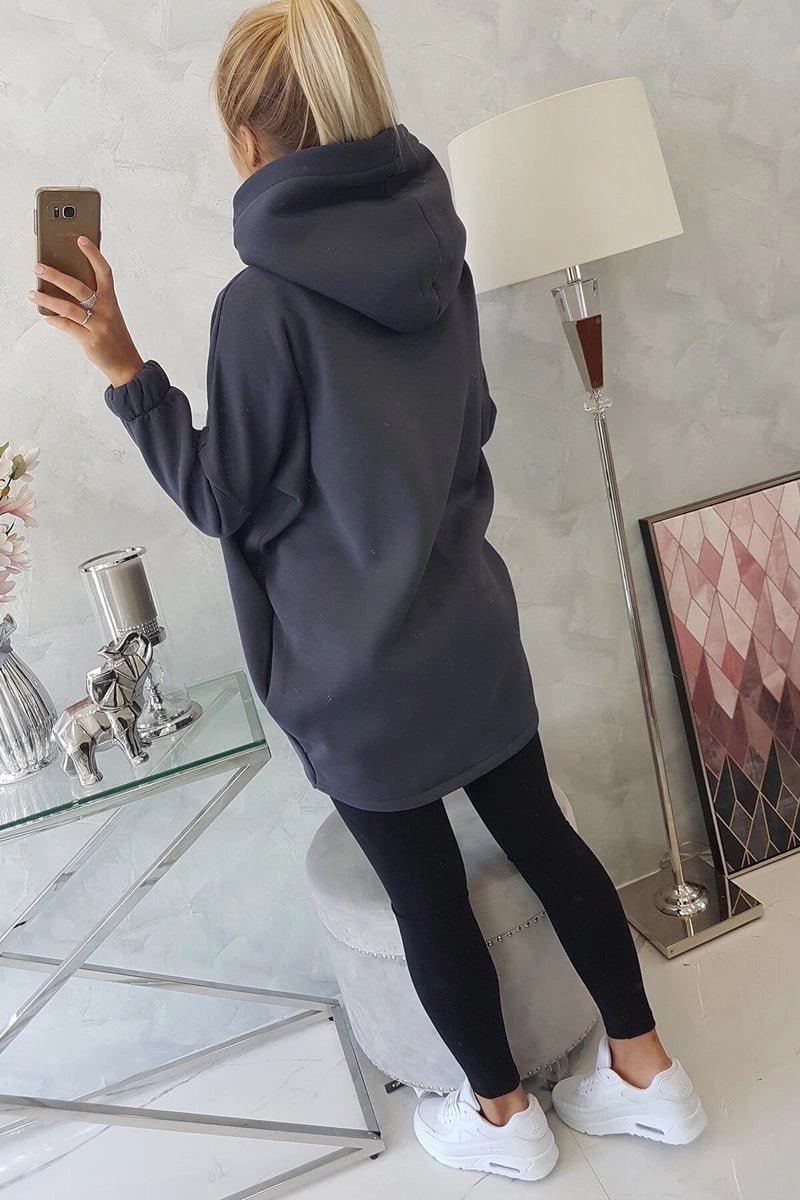 Long hoodie with zipper 9110 / – Graphite цвет / color | Lexline Fashion