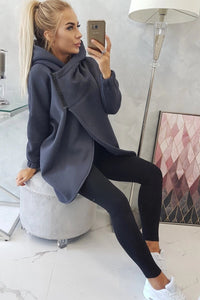 Long hoodie with zipper 9110 / – Graphite цвет / color | Lexline Fashion