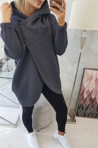 Long hoodie with zipper 9110 / – Graphite цвет / color | Lexline Fashion