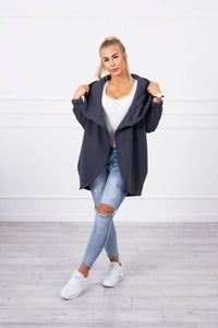 Long hoodie with zipper 9110 / – Graphite цвет / color | Lexline Fashion