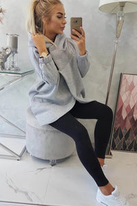 Long hoodie with zipper 9110 / – Gray цвет / color | Lexline Fashion