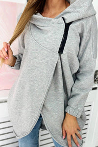 Long hoodie with zipper 9110 / – Gray цвет / color | Lexline Fashion