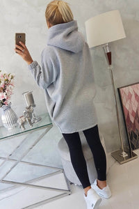 Long hoodie with zipper 9110 / – Gray цвет / color | Lexline Fashion