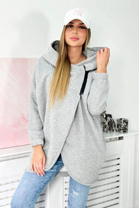 Long hoodie with zipper 9110 / – Gray цвет / color | Lexline Fashion