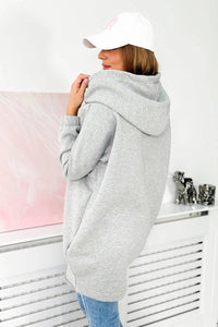Long hoodie with zipper 9110 / – Gray цвет / color | Lexline Fashion