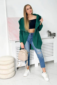 Long hoodie with zipper 9110 / – Green || Dark цвет / color | Lexline Fashion