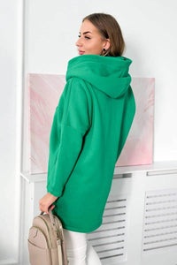 Long hoodie with zipper 9110 / – Green || Light цвет / color | Lexline Fashion