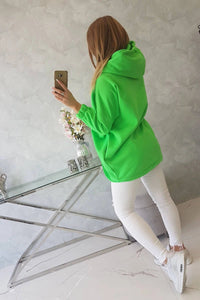 Long hoodie with zipper 9110 / – Green || Neon цвет / color | Lexline Fashion