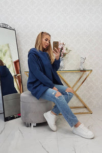 Long hoodie with zipper 9110 / – Jeans цвет / color | Lexline Fashion