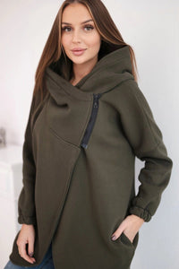 Long hoodie with zipper 9110 / – Khaki цвет / color | Lexline Fashion