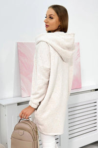 Long hoodie with zipper 9110 / – Melange || Beige цвет / color | Lexline Fashion