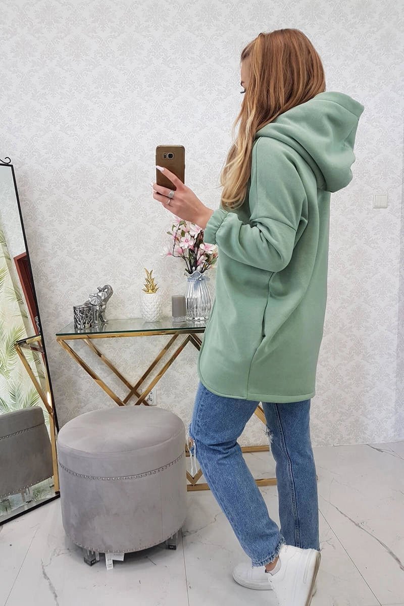 Long hoodie with zipper 9110 / – Mint || Dark цвет / color | Lexline Fashion
