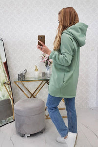 Long hoodie with zipper 9110 / – Mint || Dark цвет / color | Lexline Fashion