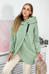 Long hoodie with zipper 9110 / – Mint || Dark цвет / color | Lexline Fashion
