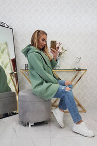 Long hoodie with zipper 9110 / – Mint || Dark цвет / color | Lexline Fashion