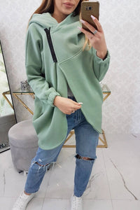 Long hoodie with zipper 9110 / – Mint || Dark цвет / color | Lexline Fashion