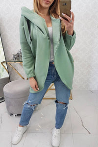 Long hoodie with zipper 9110 / – Mint || Dark цвет / color | Lexline Fashion