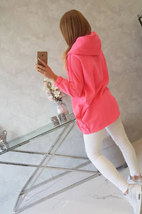 Long hoodie with zipper 9110 / – Neon pink цвет / color | Lexline Fashion
