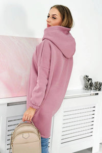 Long hoodie with zipper 9110 / – Pink || Dark цвет / color | Lexline Fashion