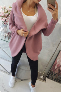 Long hoodie with zipper 9110 / – Pink || Dark цвет / color | Lexline Fashion