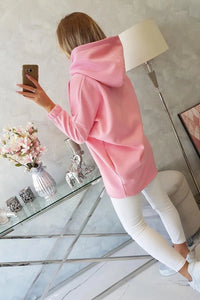 Long hoodie with zipper 9110 / – Powder цвет / color | Lexline Fashion